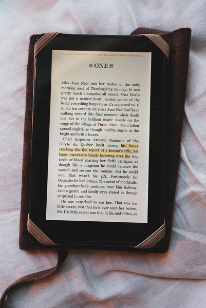 The first page of the first chapter of Still Life, Louise Penny Kindle Edition.